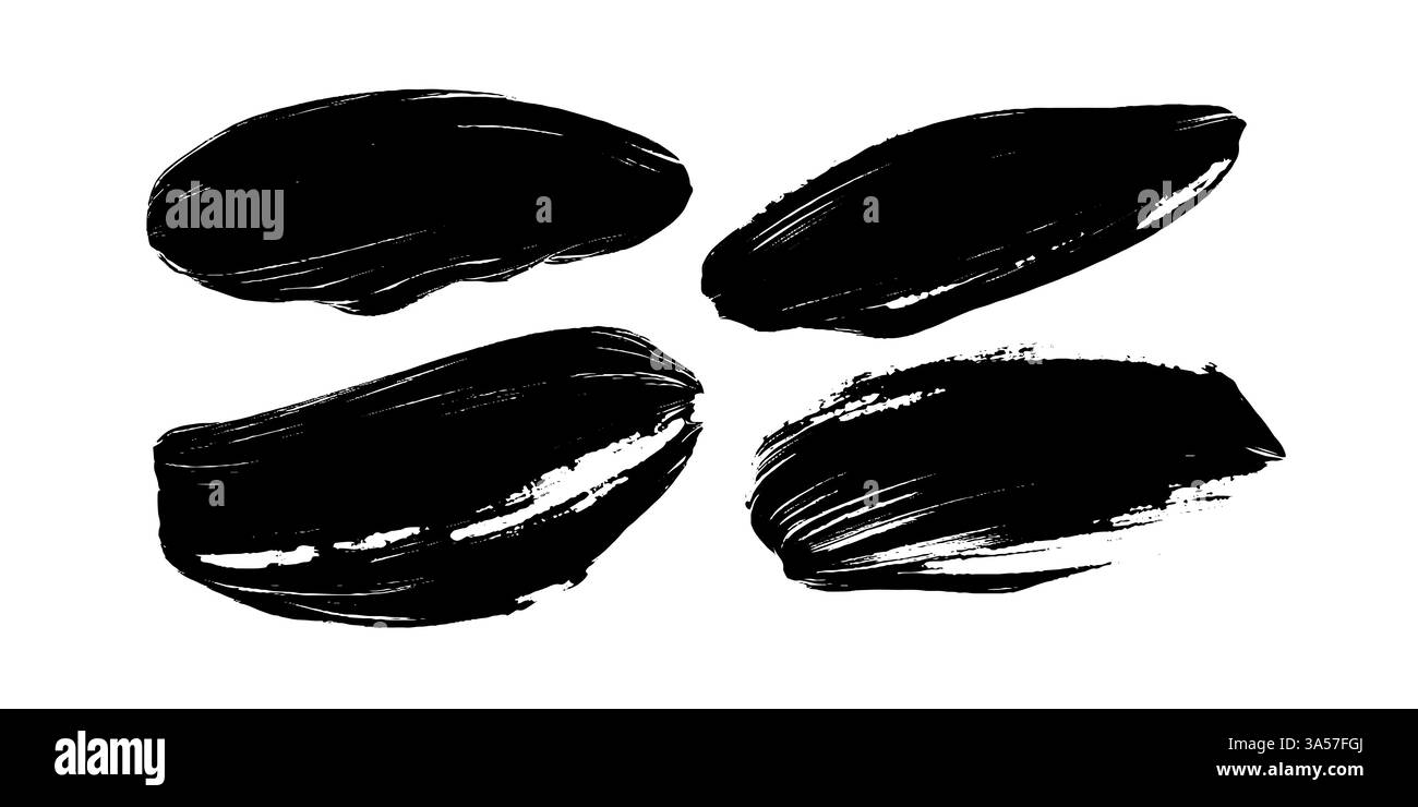 Le pennellate espressive sfoggiano contrasti audaci e texture dinamiche in bianco e nero Illustrazione Vettoriale