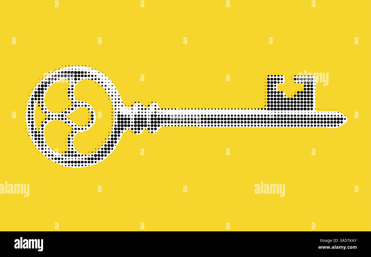 Design dei tasti stilizzato su sfondo giallo Illustrazione Vettoriale