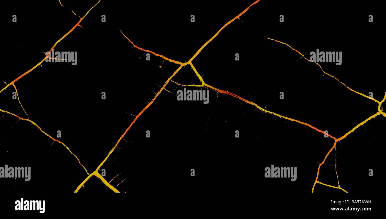 Lava crack mostra l'ardente arte della natura con motivi ipnotici e colori vivaci sotto un cielo stellato Illustrazione Vettoriale