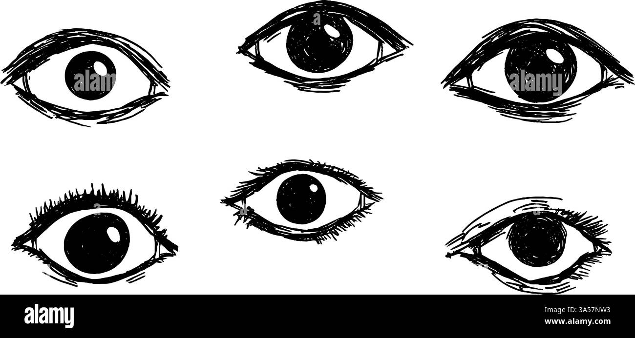 Raccolta di illustrazioni degli occhi disegnate a mano Illustrazione Vettoriale