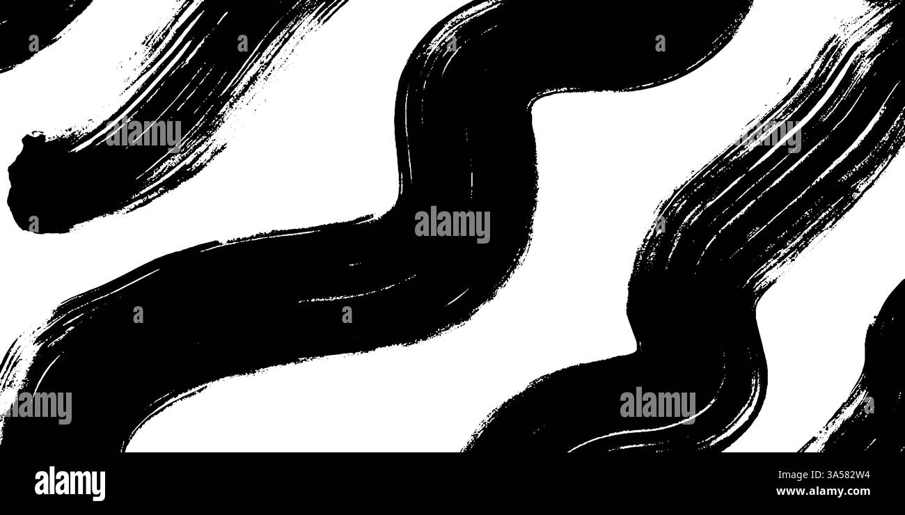 Disegno astratto tratto pennello nero grassetto Illustrazione Vettoriale