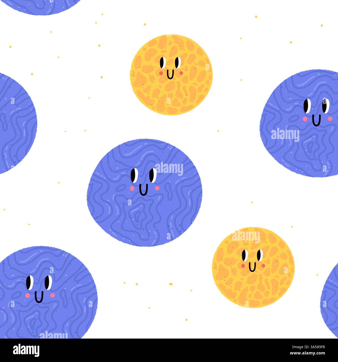 Texture cartoon senza cuciture. Sfondo bianco. Doodle con facce divertenti. Schema bambini. Illustrazione Vettoriale