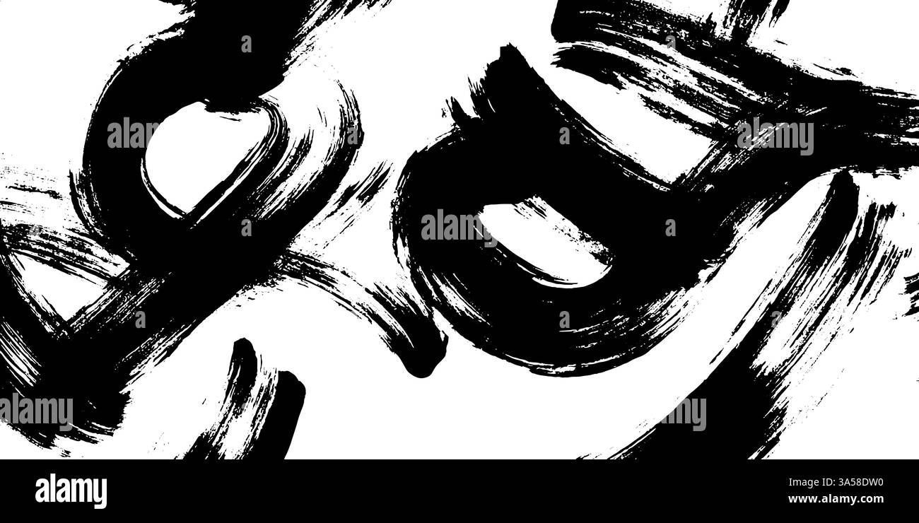 Tratti di pennello astratto in bianco e nero dinamici Illustrazione Vettoriale