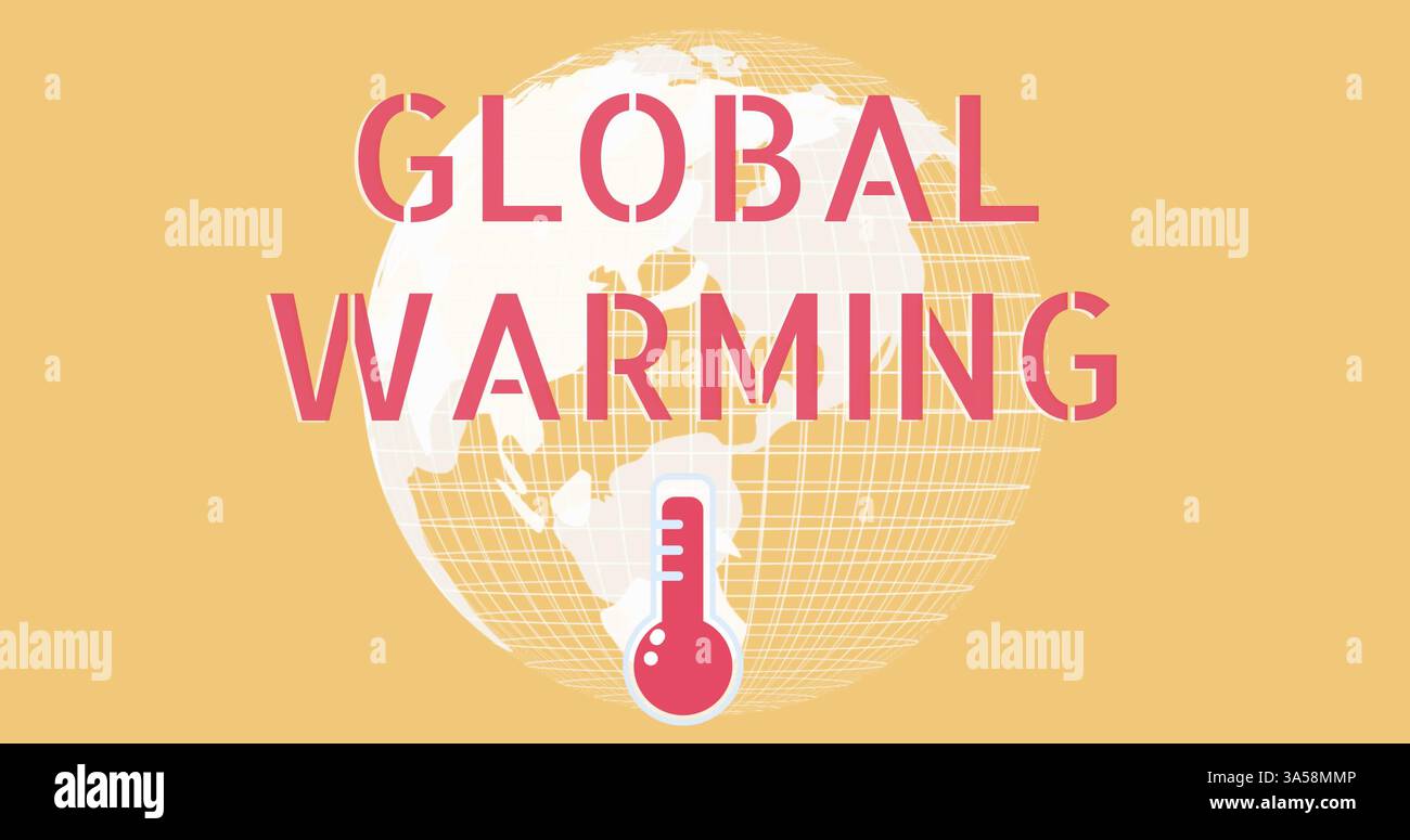 Termometro e globo illustrano l'impatto del cambiamento climatico e il concetto di riscaldamento globale Foto Stock