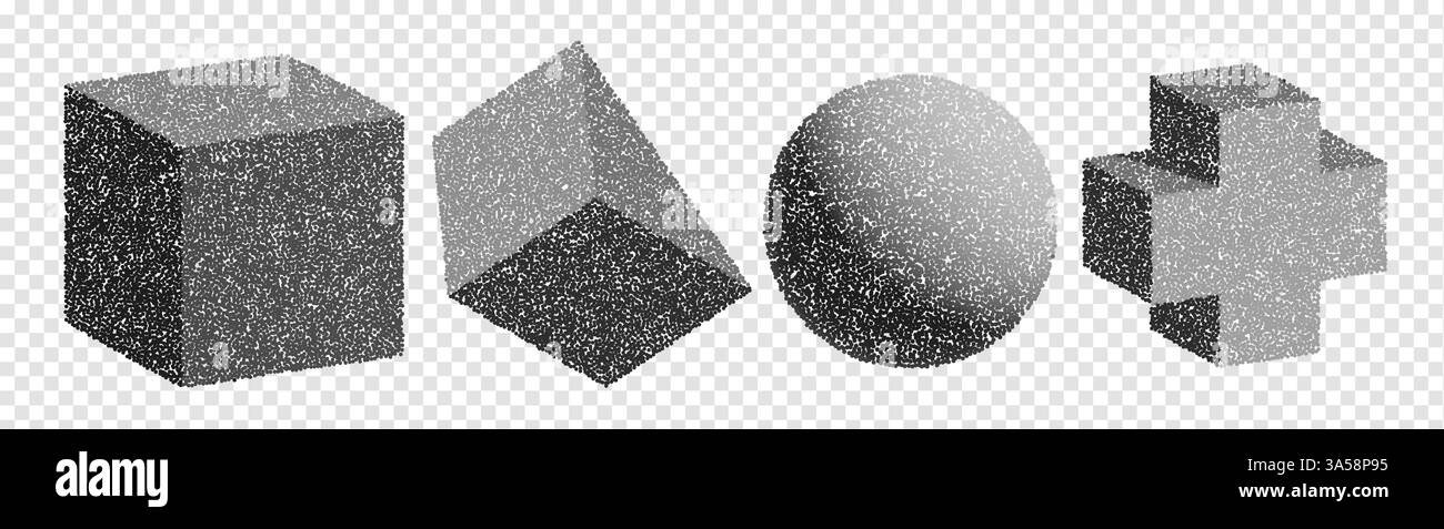 forme astratte geomtriche 3d y2k. Kit con diversi tipi di gusci. Set di illustrazioni vettoriali Illustrazione Vettoriale