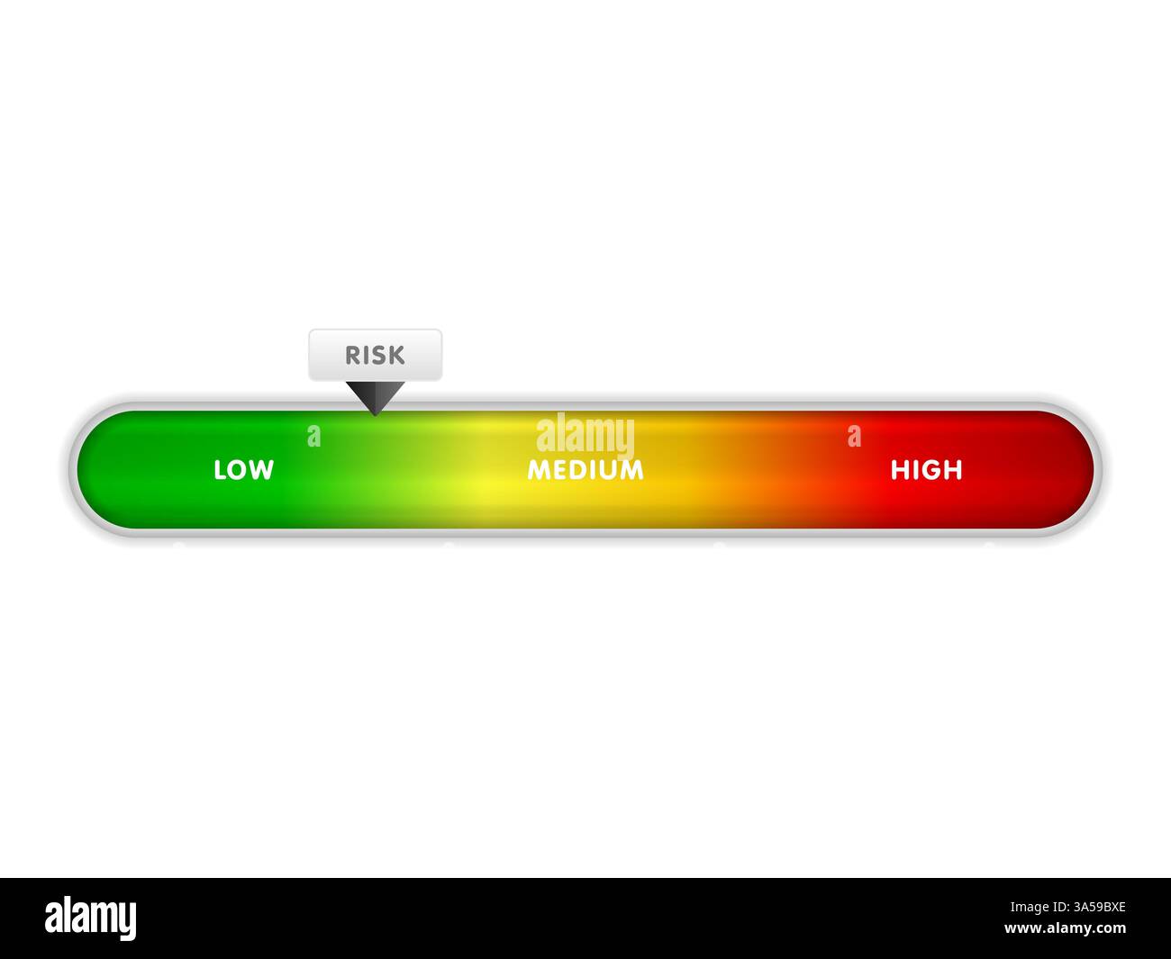 Indicatore di rischio su sfondo bianco. Illustrazione vettoriale. Foto Stock