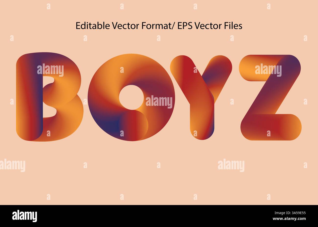 Stile di testo in testo vettoriale Wow sfondo sfumato in grassetto arrotondato morbido Illustrazione Vettoriale