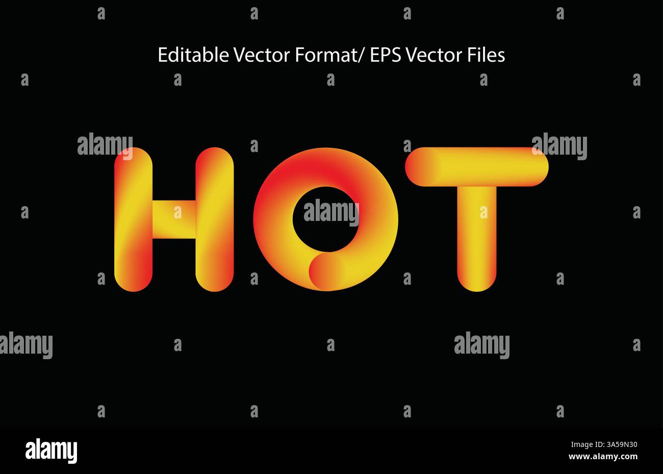 Stile testo caldo in testo rilassato vettoriale sfondo sfumato in grassetto arrotondato Illustrazione Vettoriale
