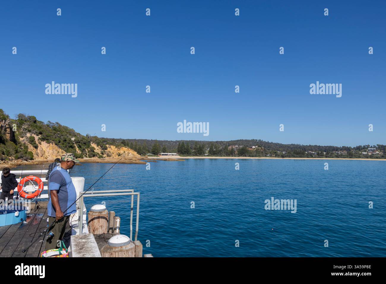 Tathra, città sulla costa meridionale del nuovo Galles del Sud, con il suo patrimonio culturale, il molo e il museo del molo di Tathra, costruito negli anni '1860, Australia, 2025. Foto Stock