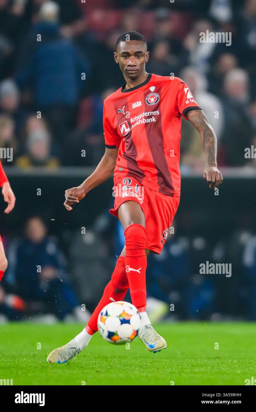 21 (FCM) - Denil Castillo. Superliga: FC København vs FC Midtjylland - 23.02.2025. København, Danmark. 23 febbraio 2025. Regno Unito: Superliga: FC Copenh Foto Stock