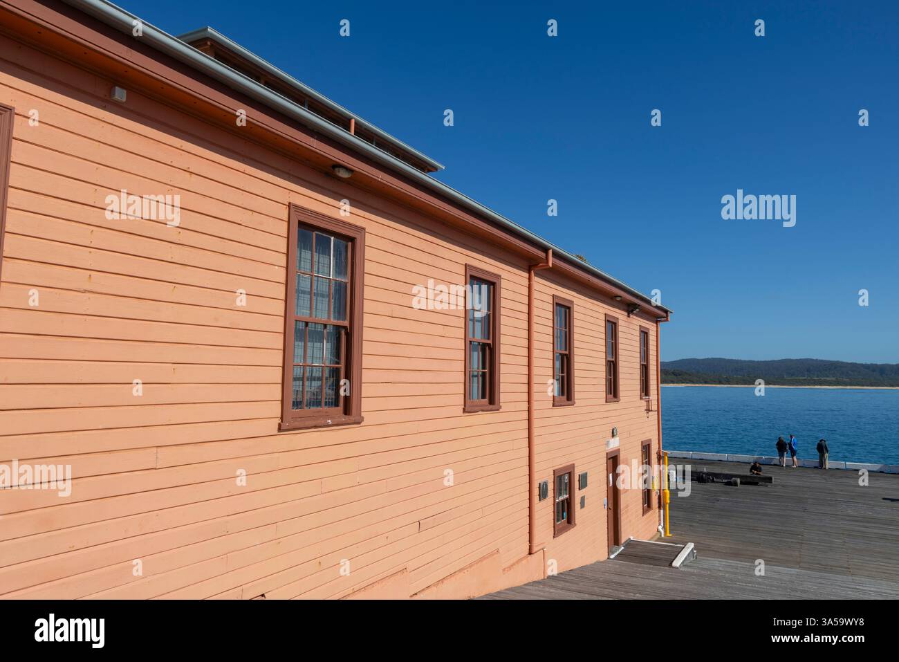 Tathra, città sulla costa meridionale del nuovo Galles del Sud, con il suo patrimonio culturale, il molo e il museo del molo di Tathra, costruito negli anni '1860, Australia, 2025. Foto Stock