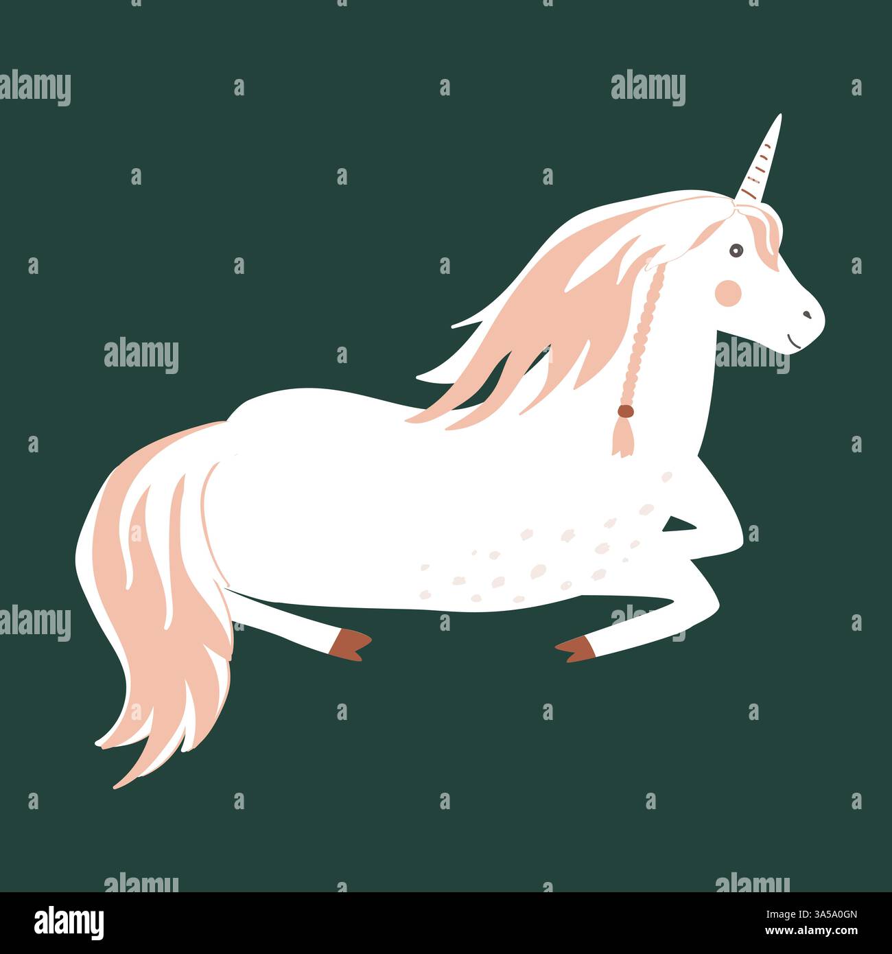 Carino cartone animato unicorno, illustrazione isolata. Vettore del cavallo delle fate Illustrazione Vettoriale