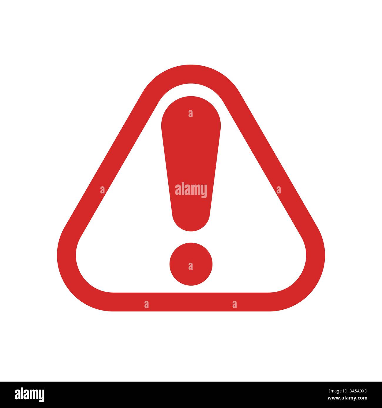 Icona di avvertenza triangolare rossa con punto esclamativo centrato per gli avvisi Illustrazione Vettoriale