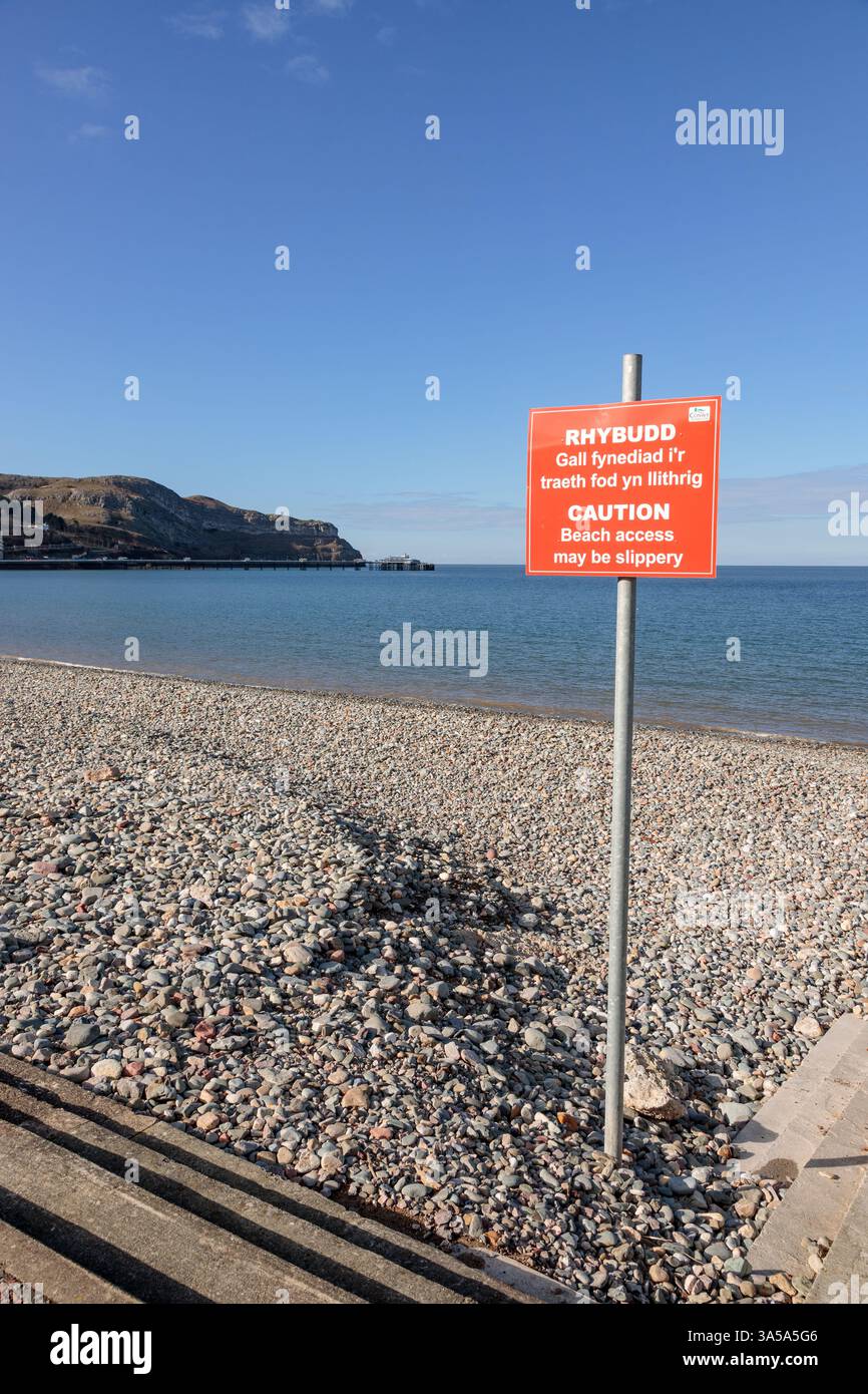 Cartello segnaletico sulla North Shore a Llandudno, Galles del Nord Foto Stock
