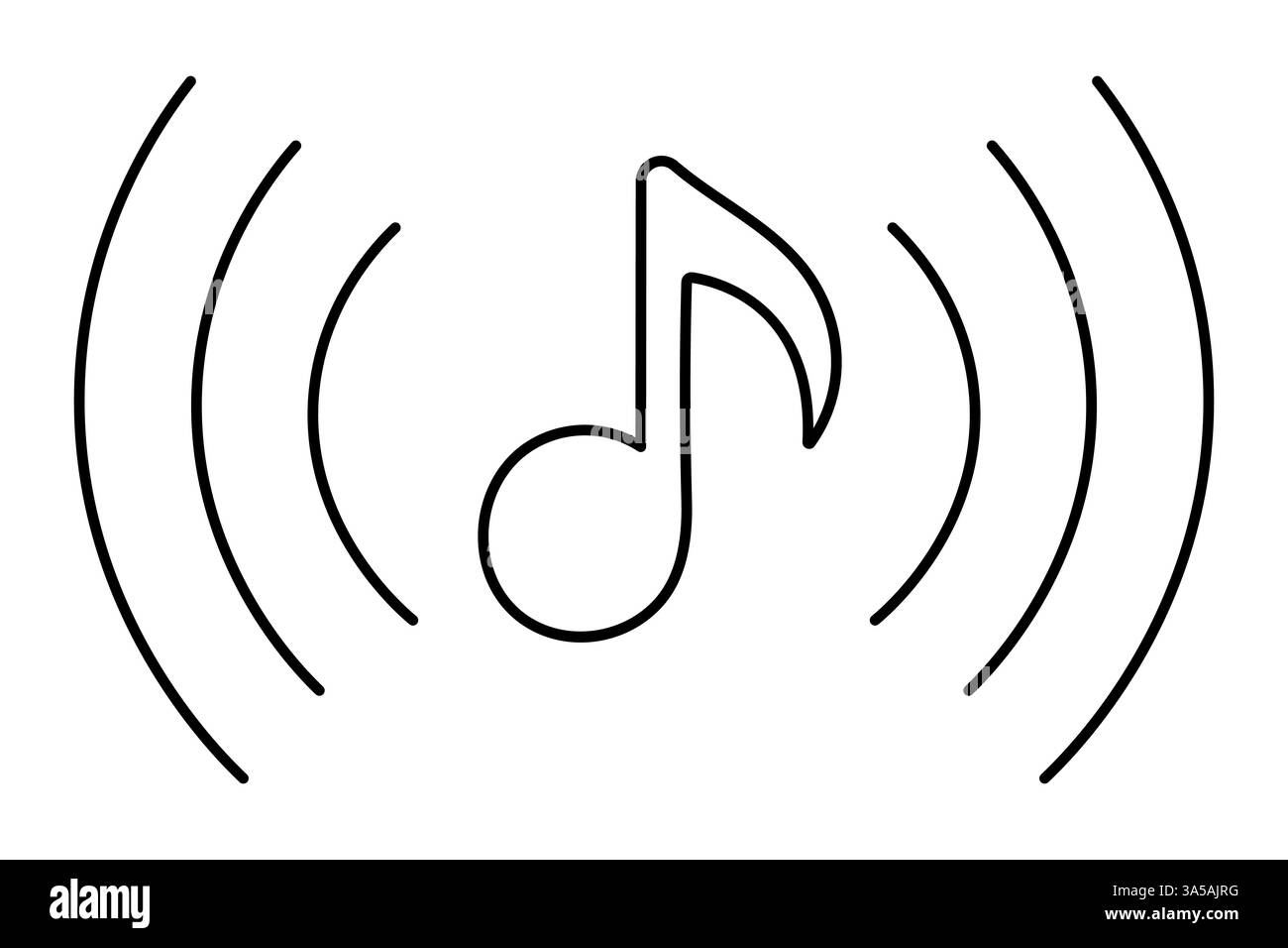 Disegno grafico continuo su una linea dell'icona della musica semplice disegno vettoriale Illustrazione Vettoriale
