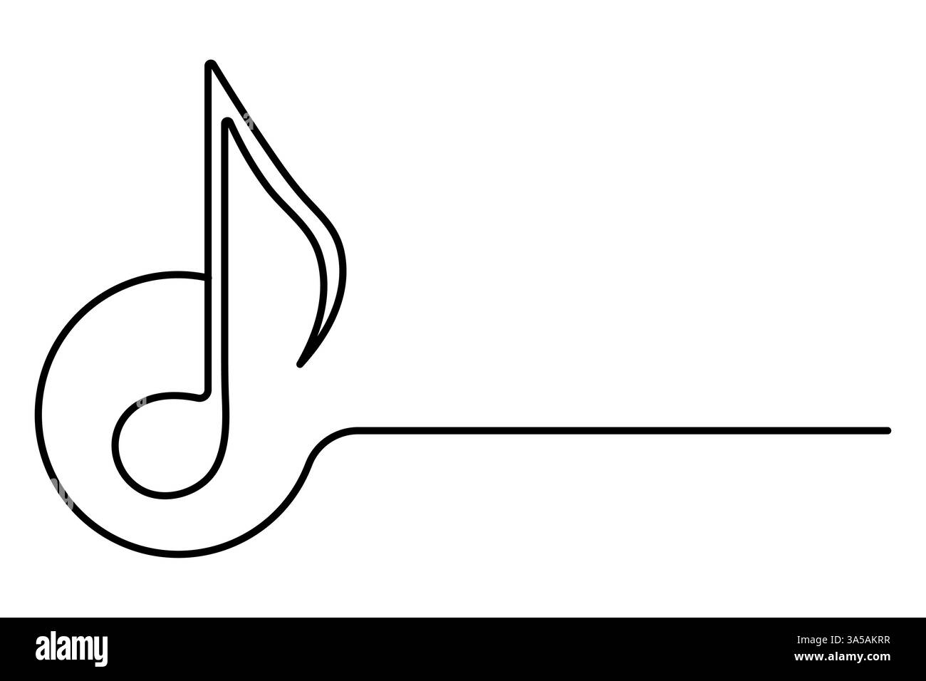 Disegno grafico continuo su una linea dell'icona della musica semplice disegno vettoriale Illustrazione Vettoriale