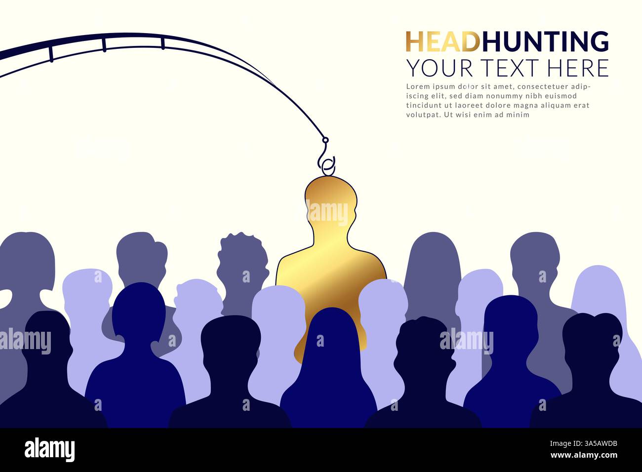 Distinguiti dalla massa, concetto di caccia alla testa, risorse umane, agenzie di reclutamento, distinguiti per il reclutamento di lenti di ingrandimento delle risorse umane Illustrazione Vettoriale