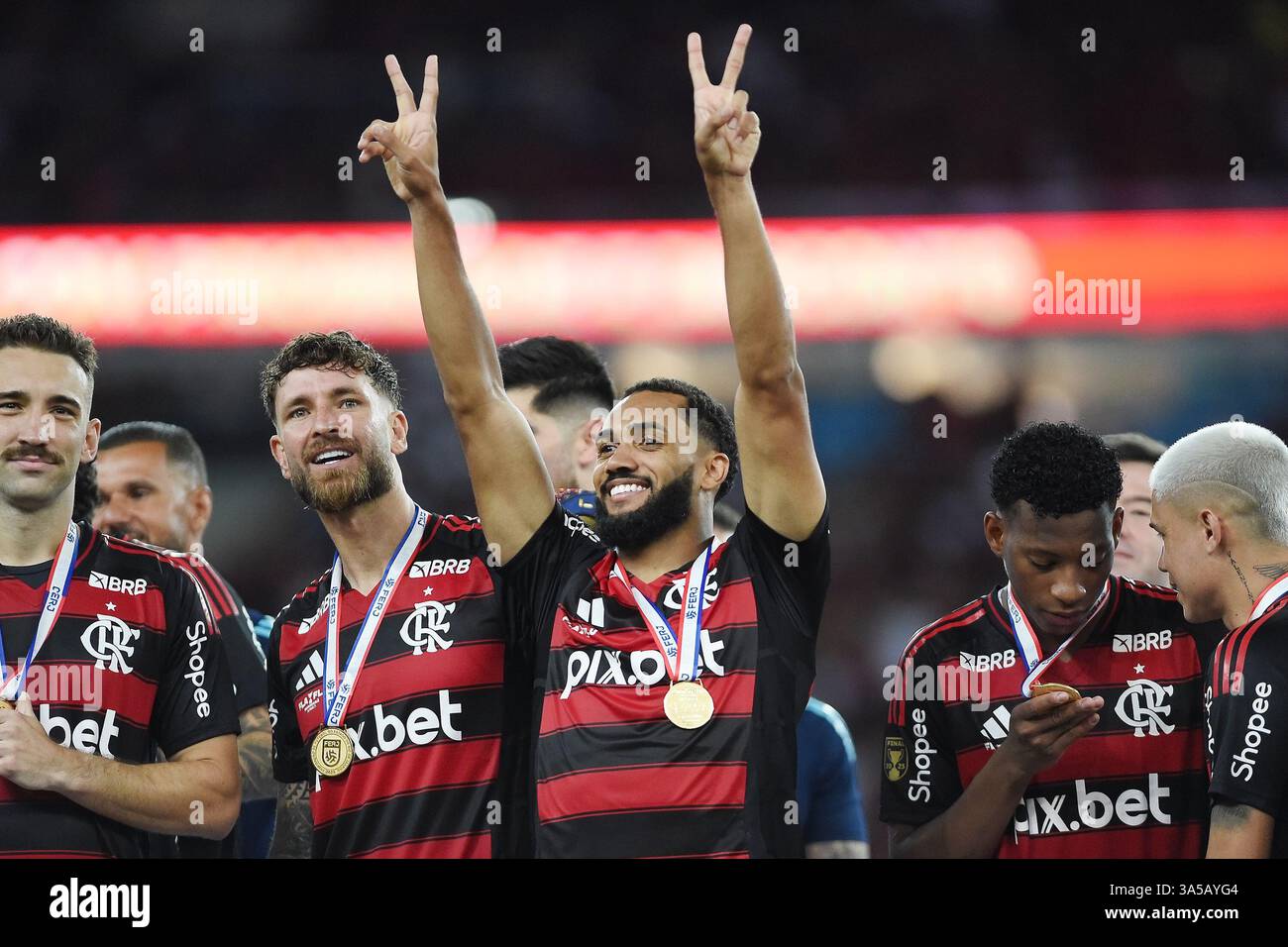 Rio de Janeiro, Brasile, 16 marzo 2025. Il giocatore Juninho della squadra Flamengo, durante la partita Flamengo vs Fluminense, per la finale del Carioca Cham Foto Stock