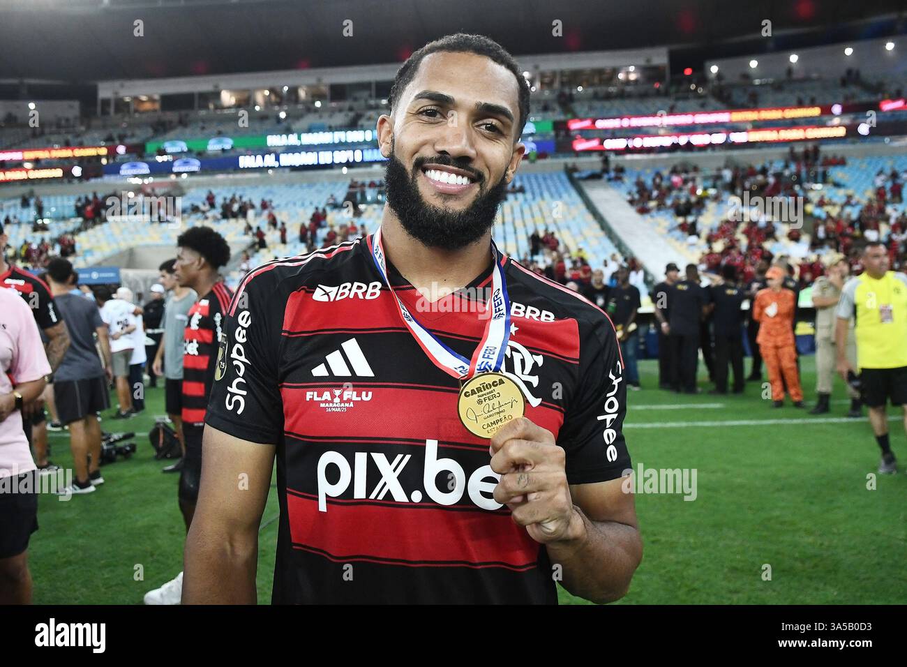 Rio de Janeiro, Brasile, 16 marzo 2025. Il giocatore Juninho della squadra Flamengo, durante la partita Flamengo vs Fluminense, per la finale del Carioca Cham Foto Stock
