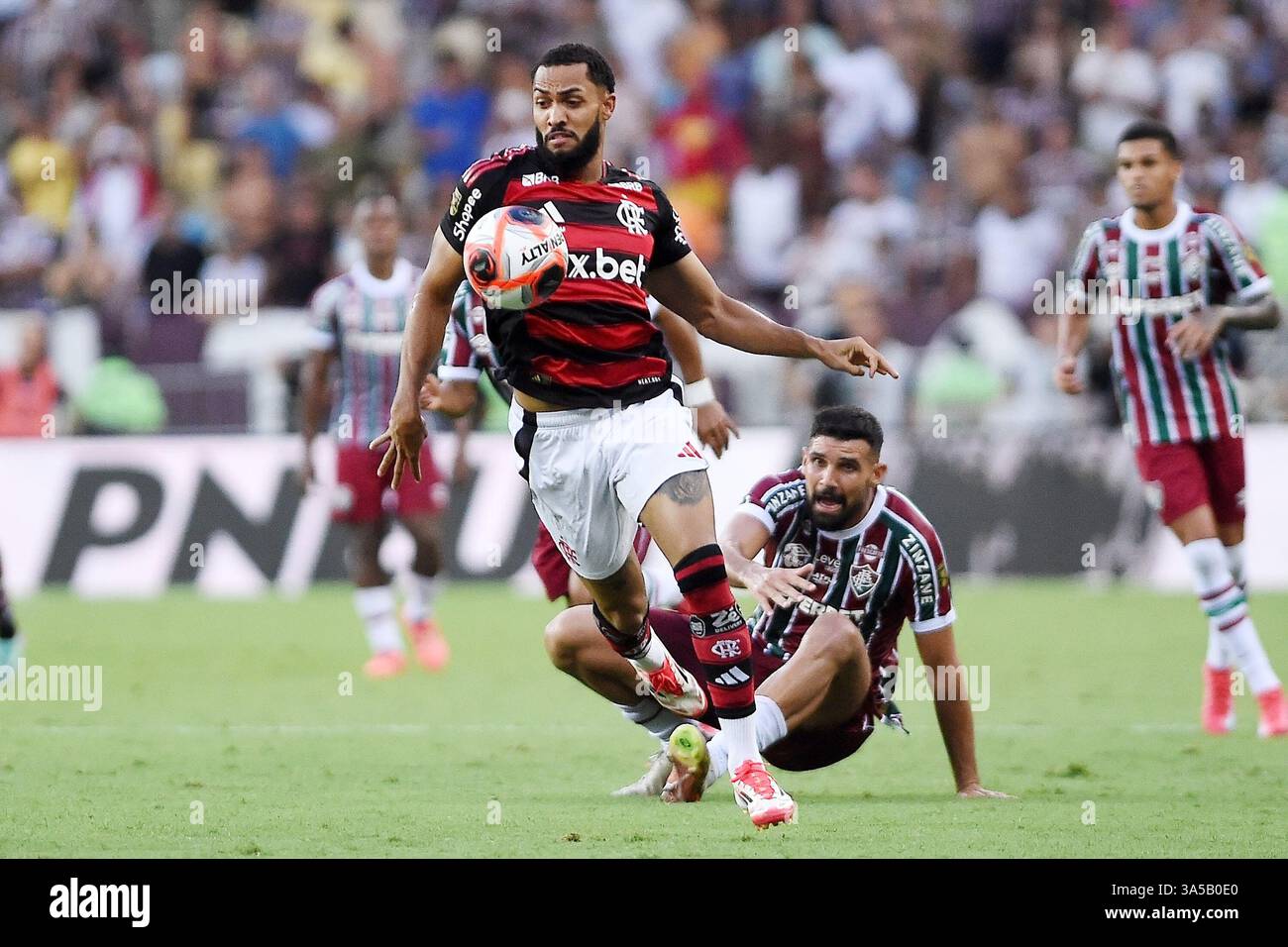 Rio de Janeiro, Brasile, 16 marzo 2025. Il giocatore Juninho della squadra Flamengo, durante la partita Flamengo vs Fluminense, per la finale del Carioca Cham Foto Stock