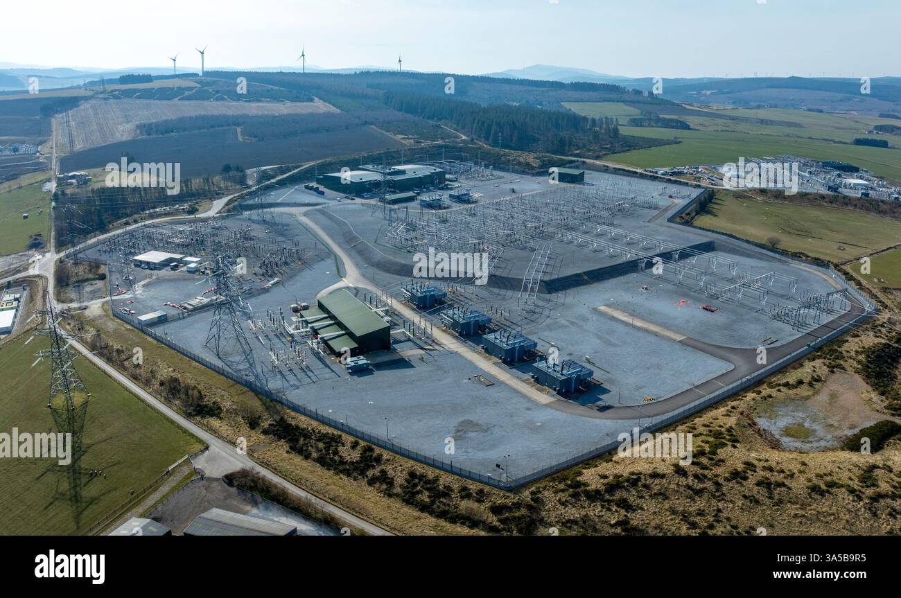 Blackhillock Substation, Keith, Moray, Scozia. Gestito dalla Scottish Southern Electricity Network (SSEN), la più grande sottostazione del Regno Unito. Foto Stock