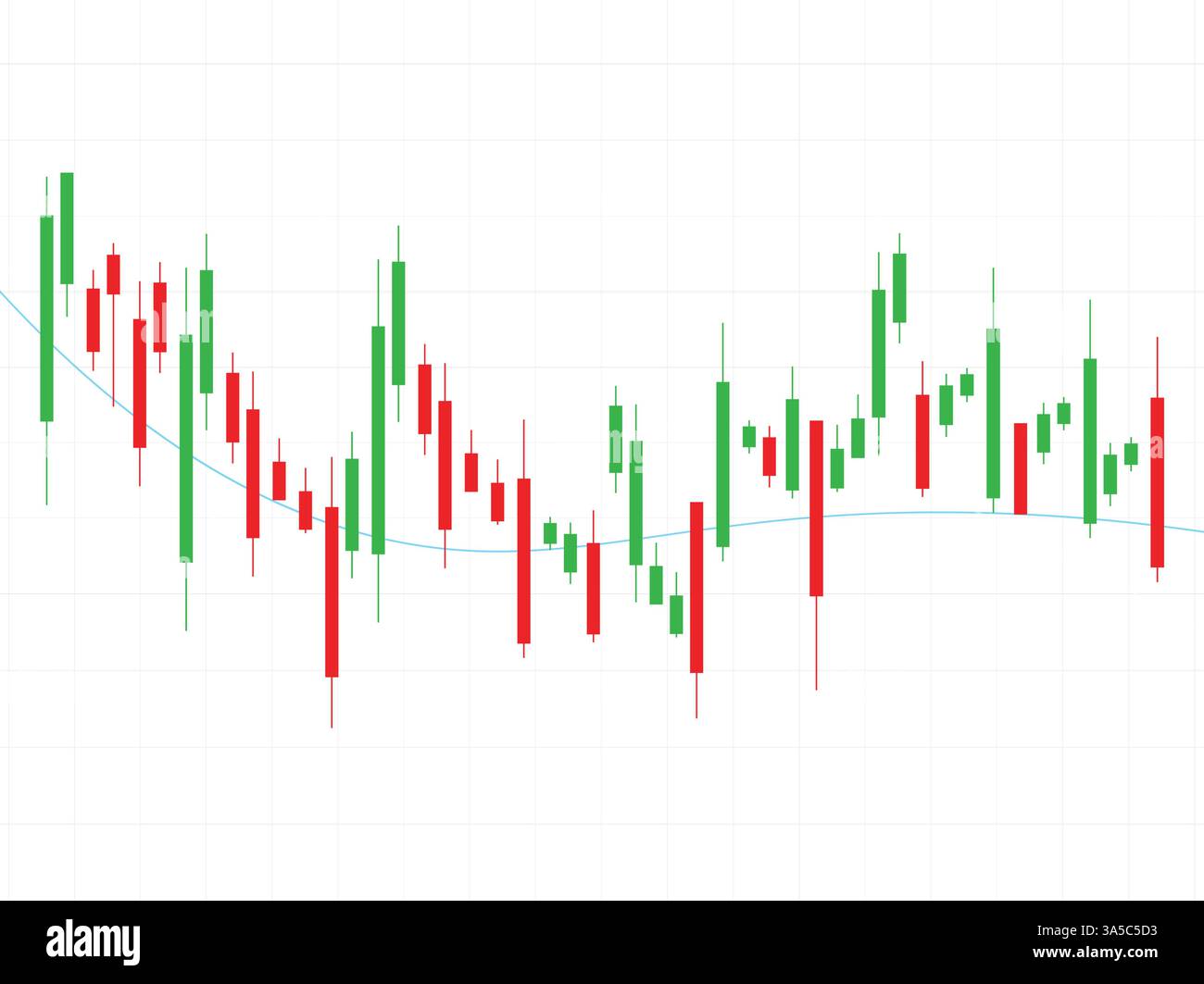 Grafico a candelabro grafico di negoziazione in borsa, investimento e concetto finanziario. Illustrazione Vettoriale