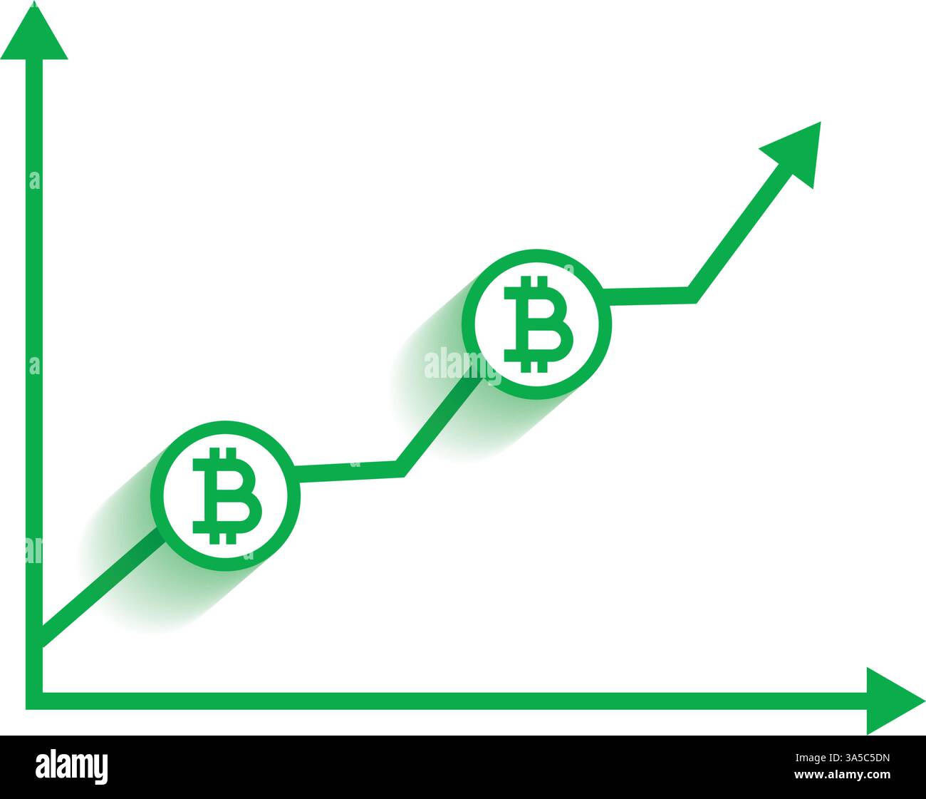 Simbolo grafico della criptovaluta Bitcoin Growth Green Illustrazione Vettoriale
