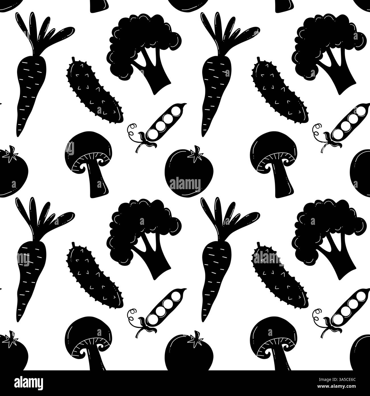 Cartoni animati per verdure senza cuciture per avvolgere carta e tessuti e biancheria, stampa abiti per bambini, accessori estivi e tessuti per la cucina Foto Stock