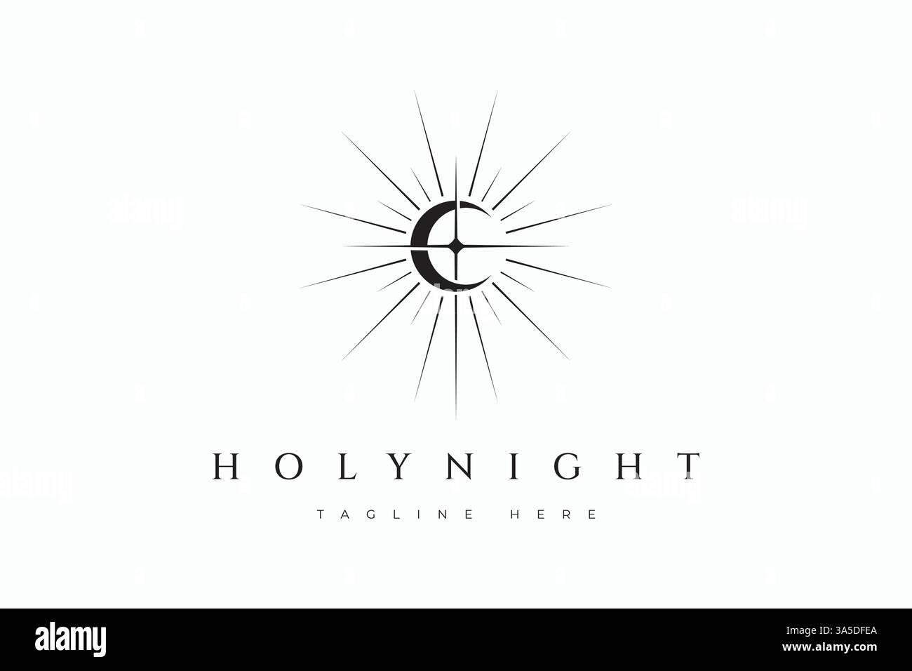 Logo della notte Santa Esoteric Crescent Moon Sacred Mystical Concept Illustrazione Vettoriale