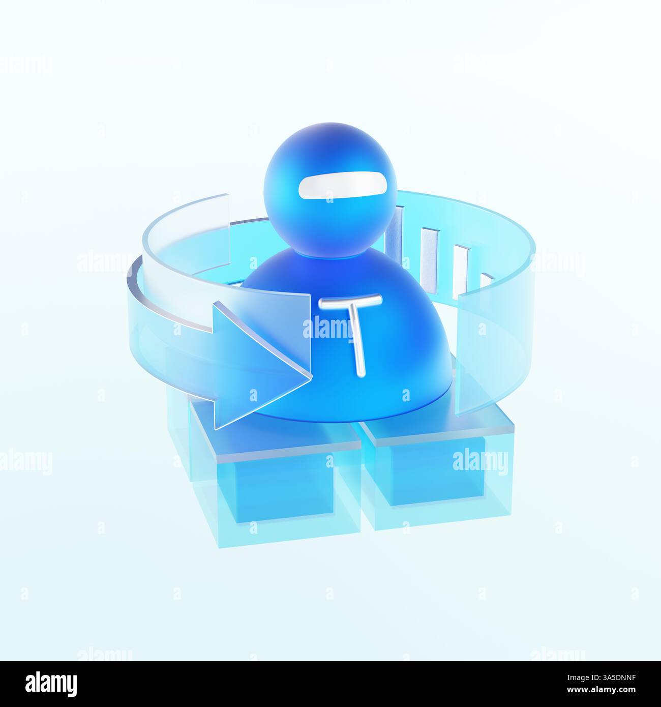 Un robot di intelligenza artificiale con rendering 3D. Foto Stock