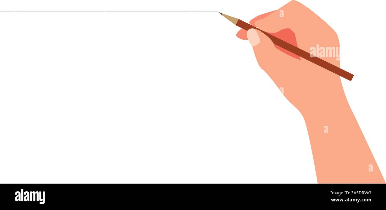 Disegnare a mano una linea retta. Concetto di braccio artistico scritto a mano, scrittura a inchiostro, documenti e accordi, pianificazione degli studi studenteschi. Illustrazione Vettoriale