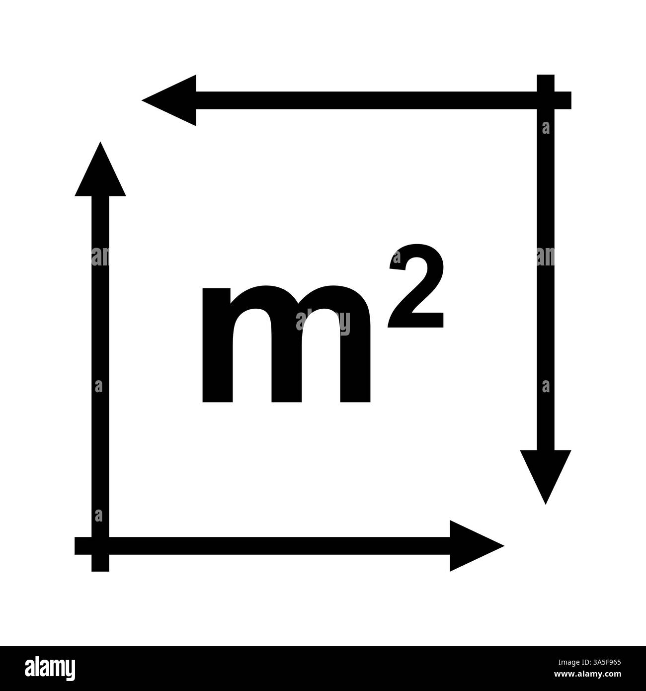 Icona di misurazione del metro quadrato, informazioni sul calcolo delle dimensioni delle frecce di quotatura Illustrazione Vettoriale