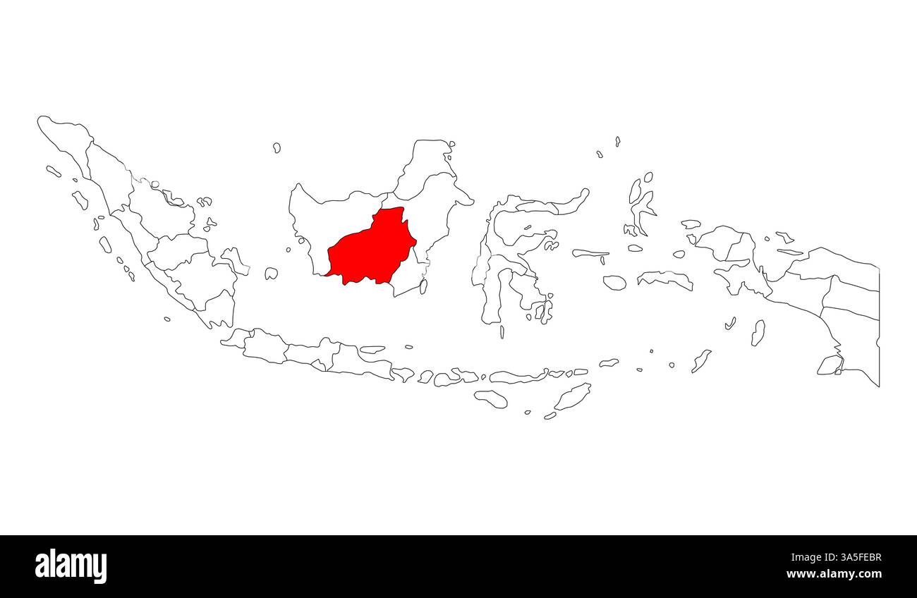 Indonesia dettagliata forma della mappa del Kalimantan centrale, icona del concetto di grafica Flat web simbolo illustrazione vettoriale . Illustrazione Vettoriale
