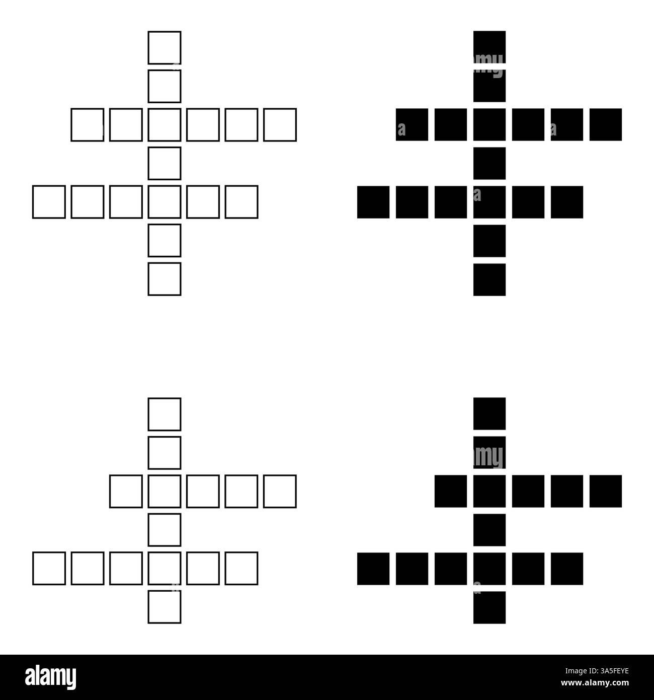 Set di icona concetto Crossword, grafica cross Word, illustrazione vettoriale web flat . Illustrazione Vettoriale