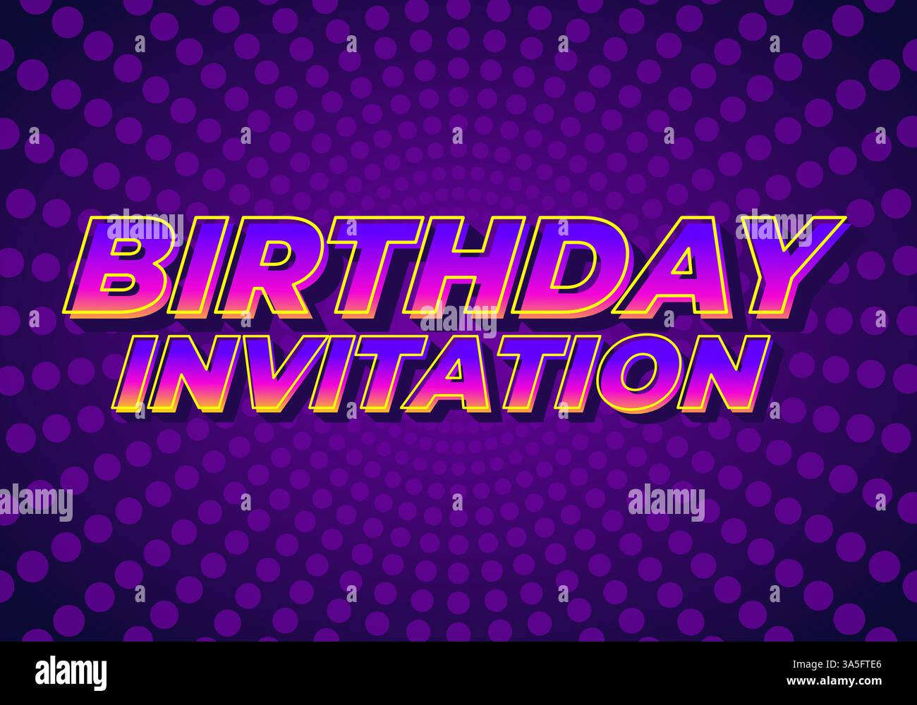 Invito di compleanno. Design effetto testo per inviti online e stampati Illustrazione Vettoriale