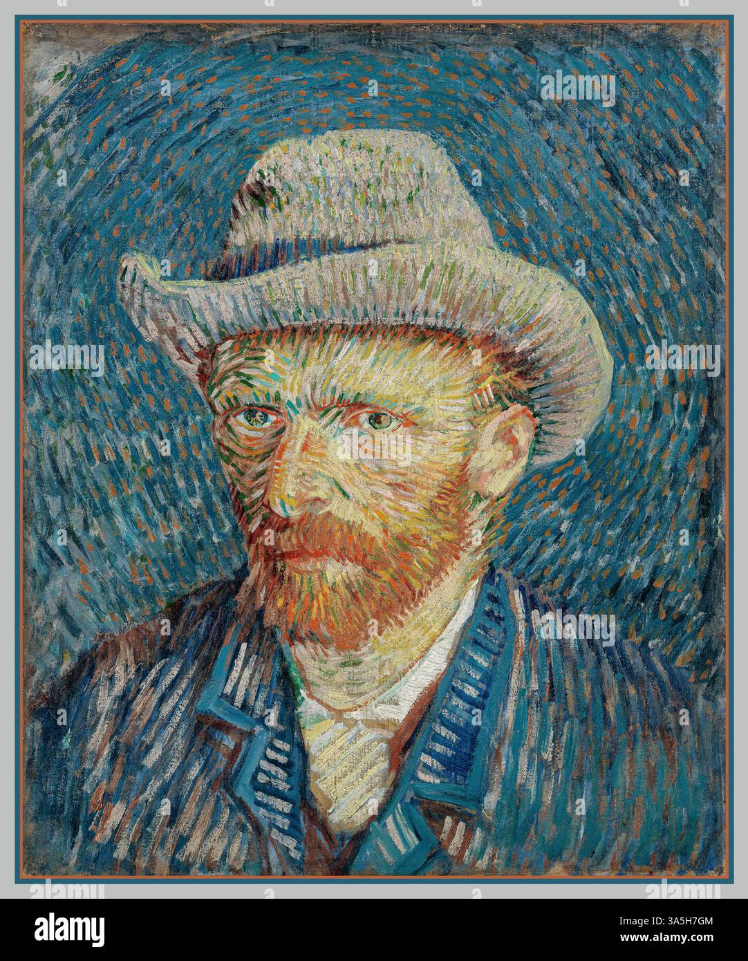 VAN GOGH dipinto di Vincent van Gogh, 1887. Autoritratto con cappello in feltro grigio Foto Stock
