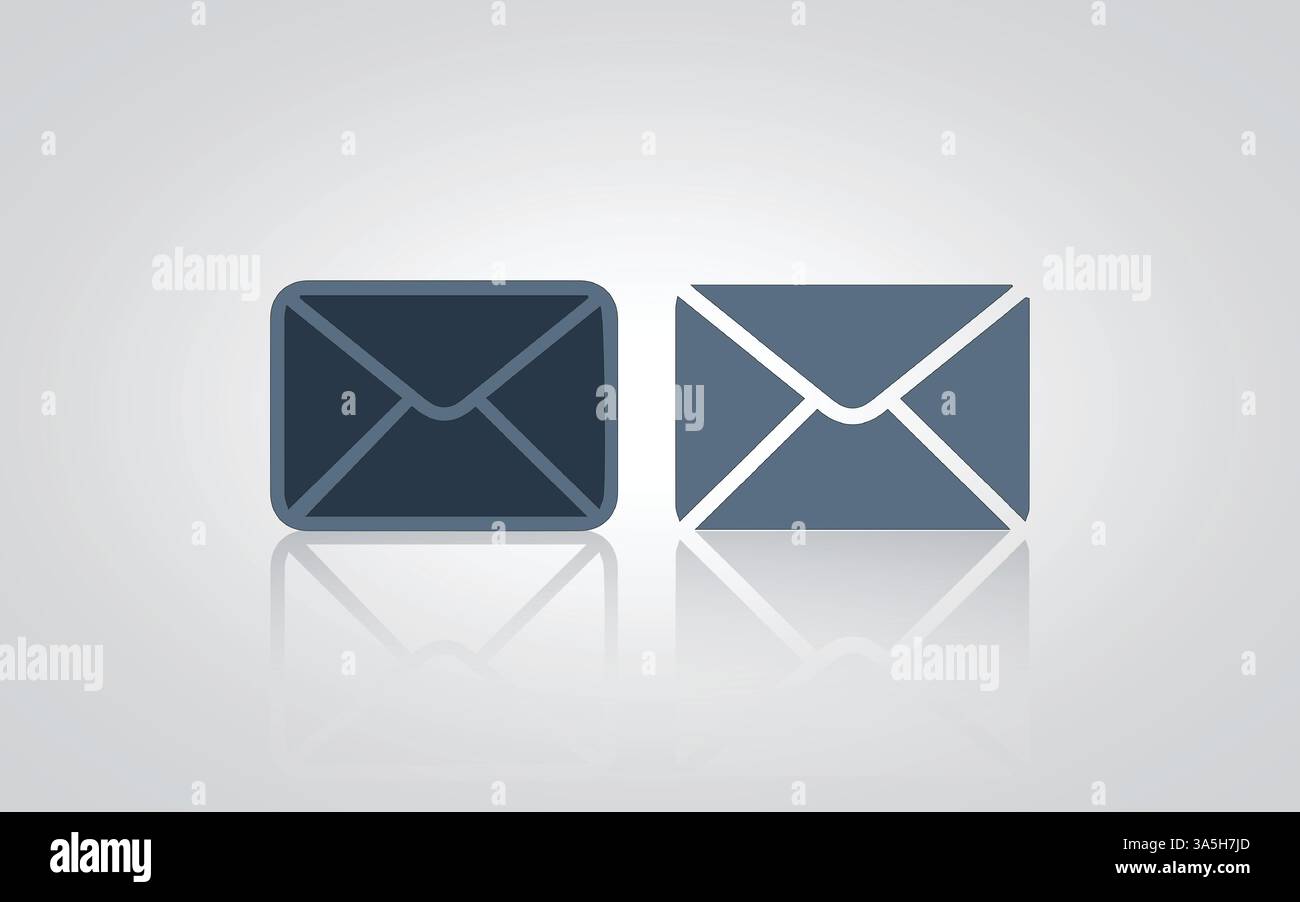Set di icone e-mail, insegne a coda di cavallo con sfondo argento Illustrazione Vettoriale