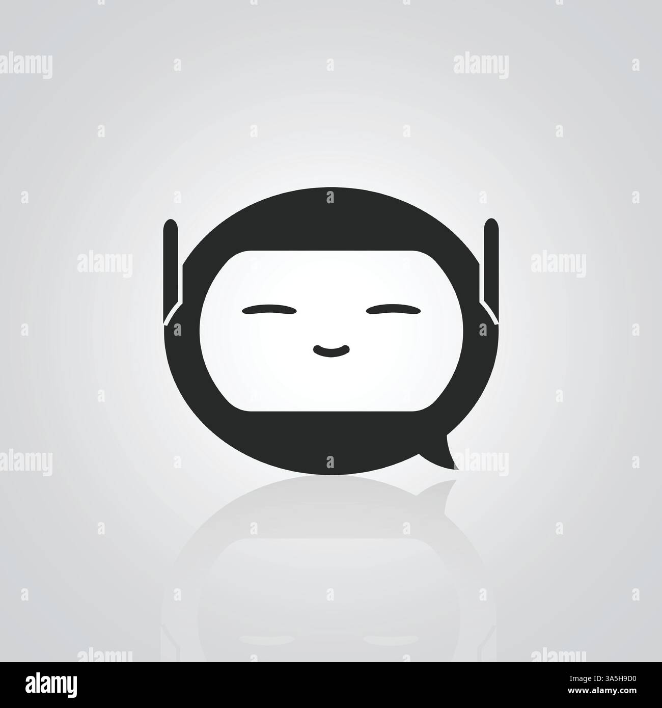 Personaggi chatbot, illustrazione robot, messaggi chat, grafica robot ai di colore nero Illustrazione Vettoriale