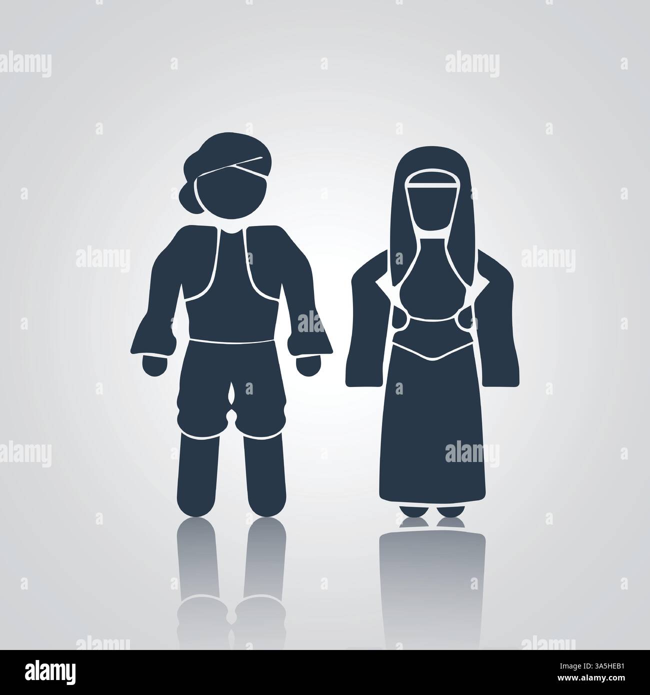 Illustrazione piatta abito tradizionale di tacchino pittogrammi icone Illustrazione Vettoriale