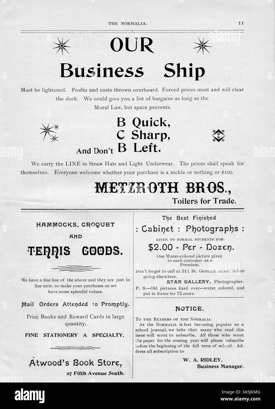 L'edizione di giugno 1894 della Normalia, pubblicata dalla St. Cloud State University, presenta articoli di docenti e studenti su argomenti relativi all'educazione pubblica, tra cui l'insegnamento delle lingue e il metodo di laboratorio. Riferisce anche della morte di Jerome Allen e del trasferimento di Thomas Gray a Chicago. Foto Stock