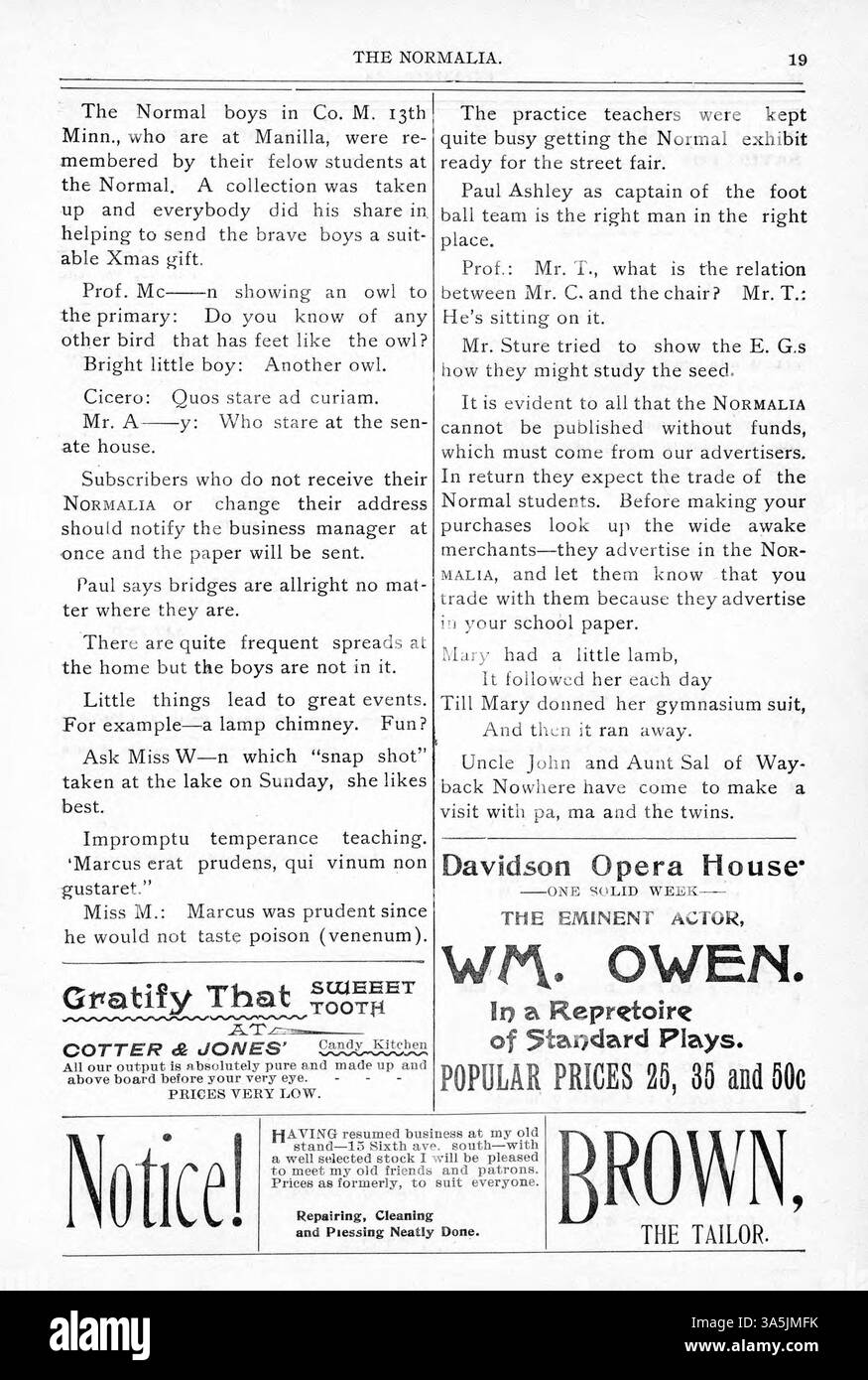 La pubblicazione "The Normalia" della St. Cloud State University dell'ottobre 1898 copre vari argomenti come l'abilità motoria, la psicologia, lo sviluppo della visione e la scienza ambientale, contribuendo al discorso sull'educazione pubblica. Riferisce anche su eventi del campus, studenti, docenti e attività degli ex studenti. Foto Stock