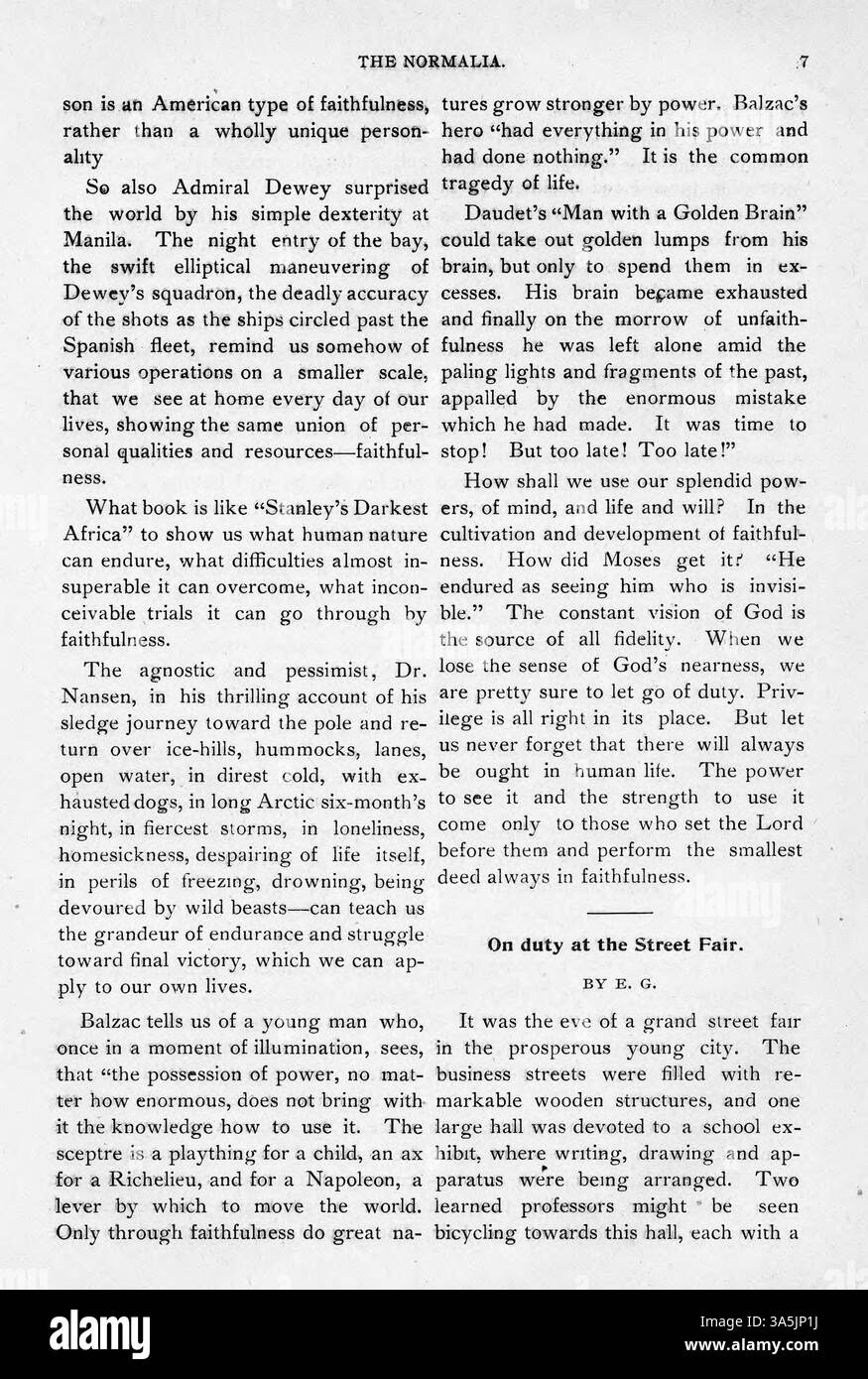 Novembre 1898 *The Normalia* include articoli di docenti e studenti della St. Cloud State University su vari argomenti in materia di istruzione. Le attrazioni principali includono "A Better Klondyke" e una lettera di George Arness, uno studente al servizio della guerra ispano-americana, che condivide le sue esperienze a Manila. Foto Stock