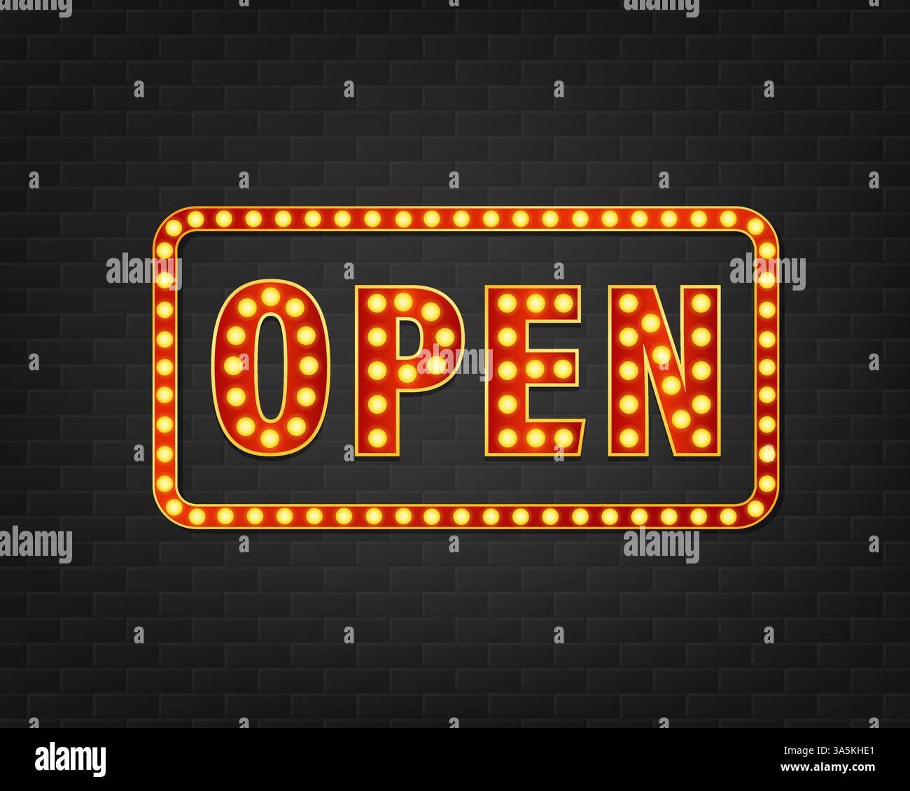 Luce retrò aperta, design eccellente per qualsiasi scopo. Sfondo nero. Illustrazione Vettoriale