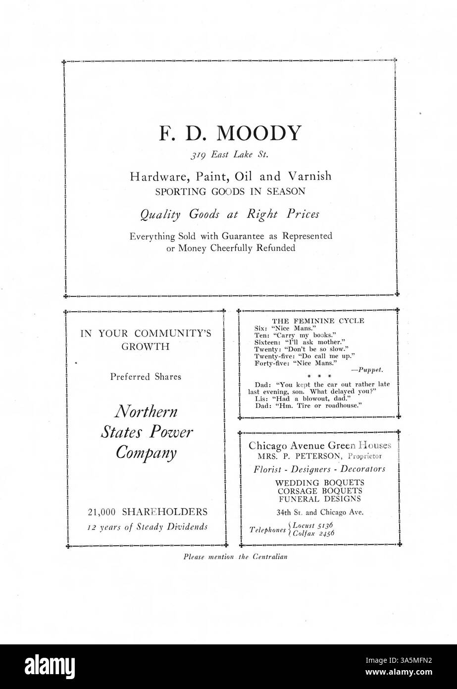 L'annuario 1922 Centralian riflette l'esperienza degli studenti presso la Central High School, che comprende atletica, club scolastici, facoltà ed eventi scolastici, con un focus sulla comunità afroamericana e il loro impatto sulla scuola durante l'anno scolastico 1921-1922. Foto Stock