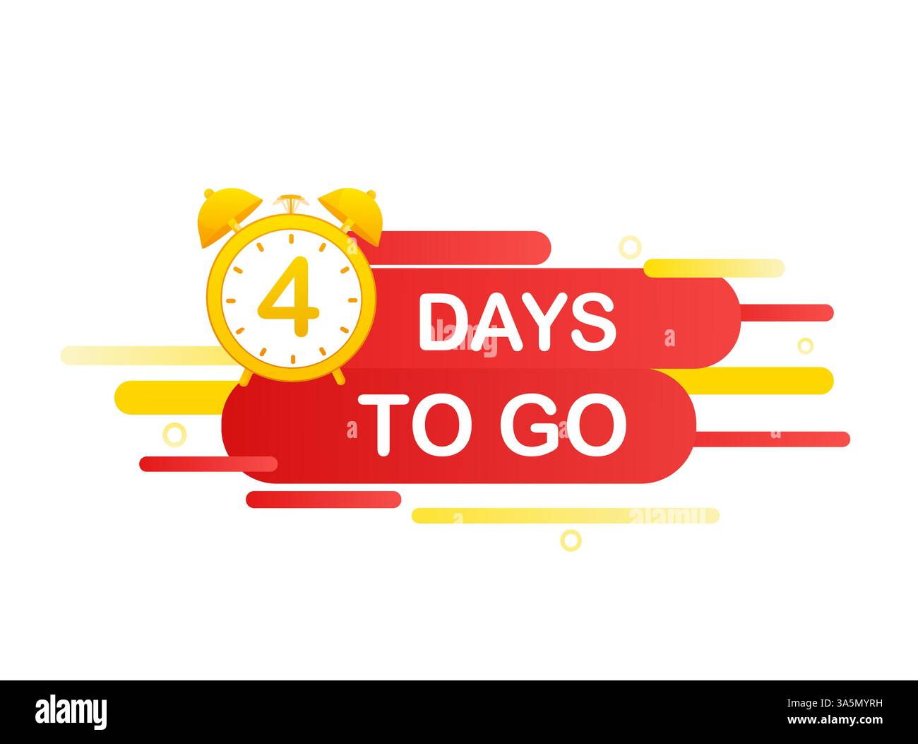 mancano 4 giorni in stile moderno. Badge offerta speciale. Progettazione Web. Etichetta di vendita. Illustrazione vettoriale. Illustrazione Vettoriale