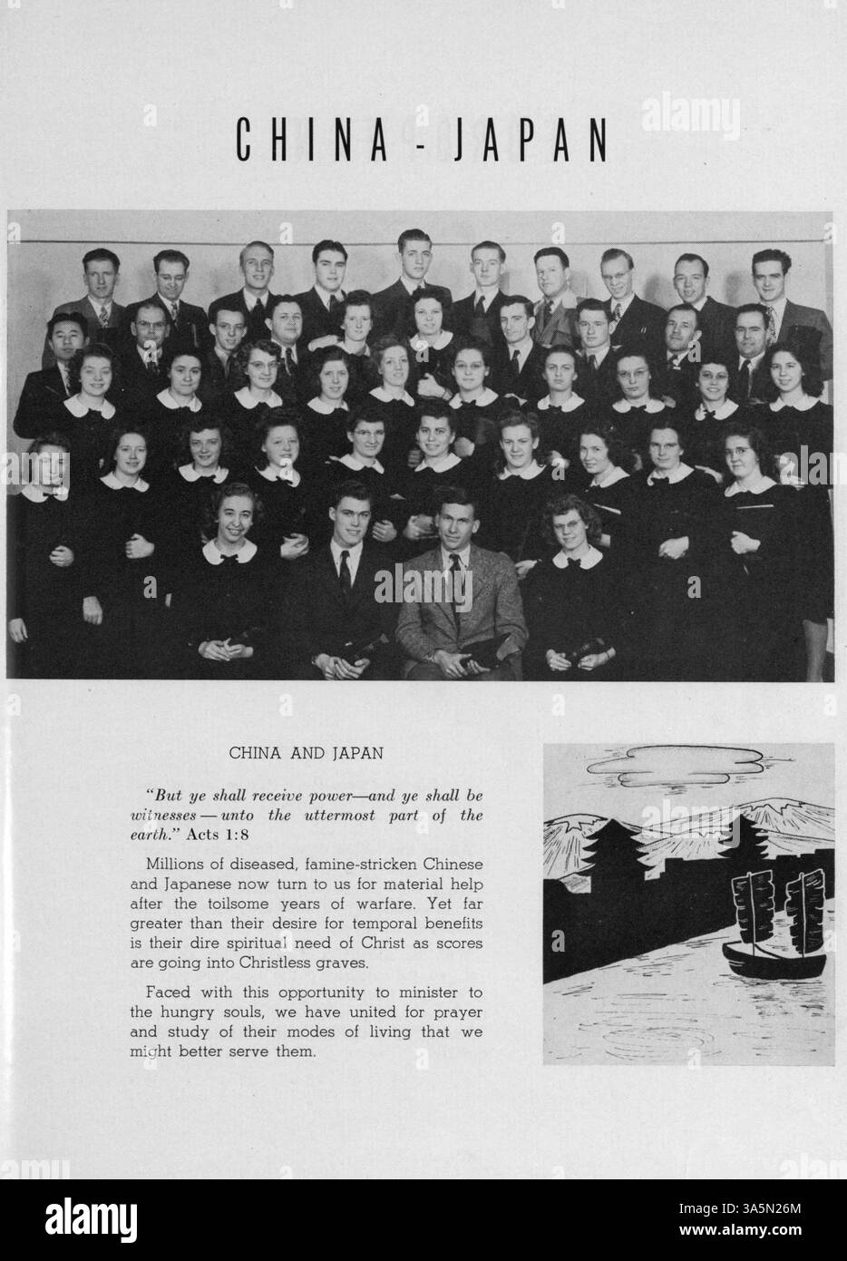 L'annuario del North Central Bible Institute del 1947 documenta gli eventi scolastici, scolastici e studenteschi che hanno definito l'anno accademico 1946-1947 presso l'istituzione. Foto Stock