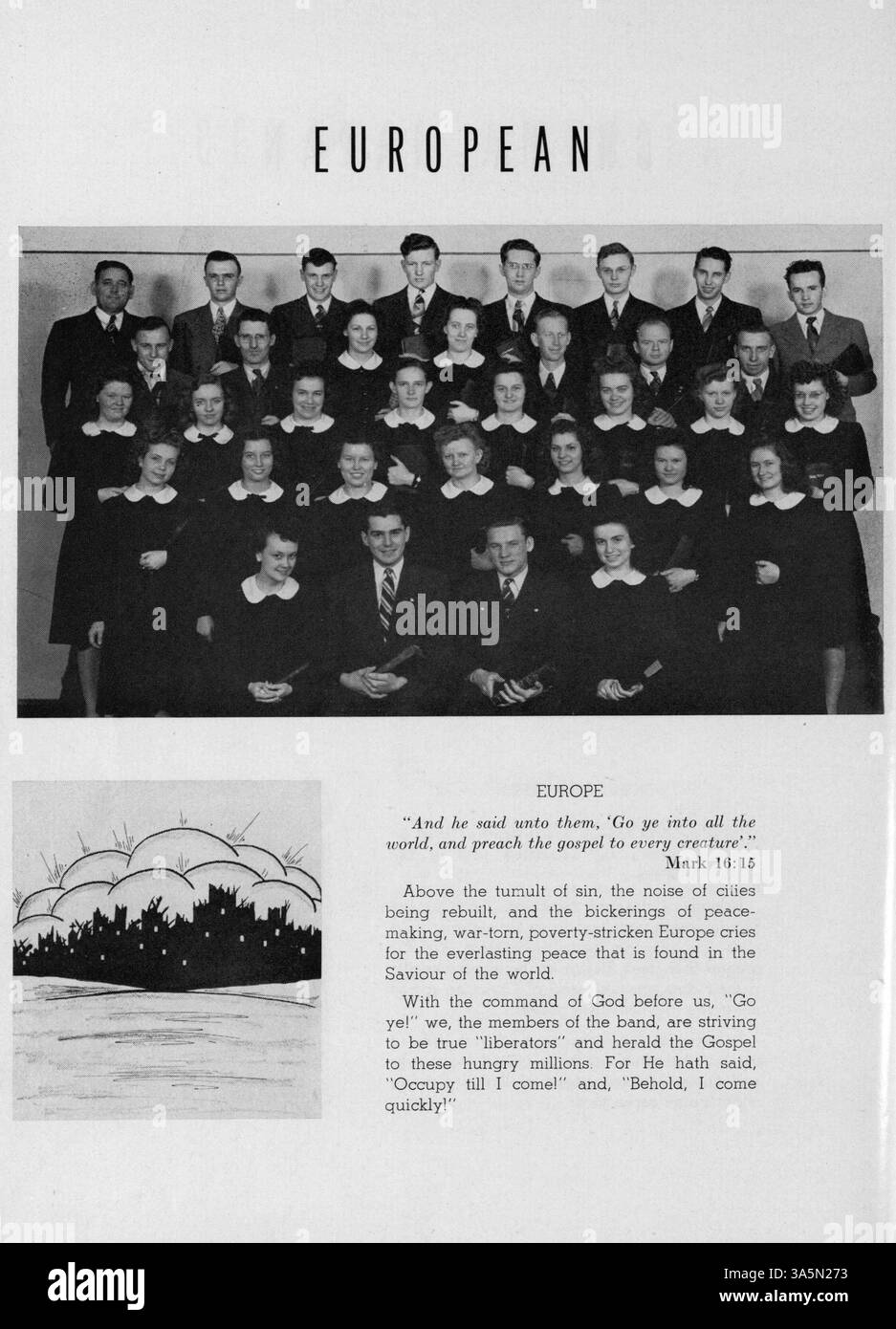 Questo annuario del North Central Bible Institute descrive in dettaglio l'anno accademico 1946-1947, tra cui studenti, insegnanti e eventi che hanno contribuito alla comunità della scuola. Foto Stock