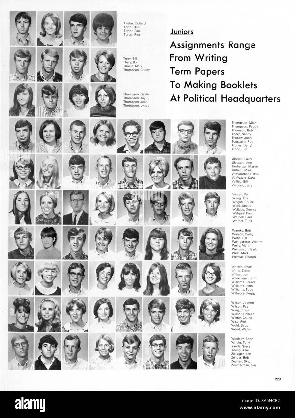 L'annuario Whigrean '67 è un record storico degli eventi accademici e sociali della Edina High School durante l'anno scolastico 1966-1967, con sport, club e attività studentesche. Foto Stock