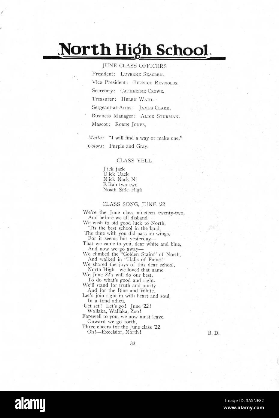 L'annuario "Polaris" del 1921-1922 della North High School raccoglie gli studenti, gli insegnanti, i club, l'atletica leggera e gli eventi dell'anno, con particolare attenzione alla storia afroamericana e al ruolo degli afroamericani nella cultura della scuola. Foto Stock