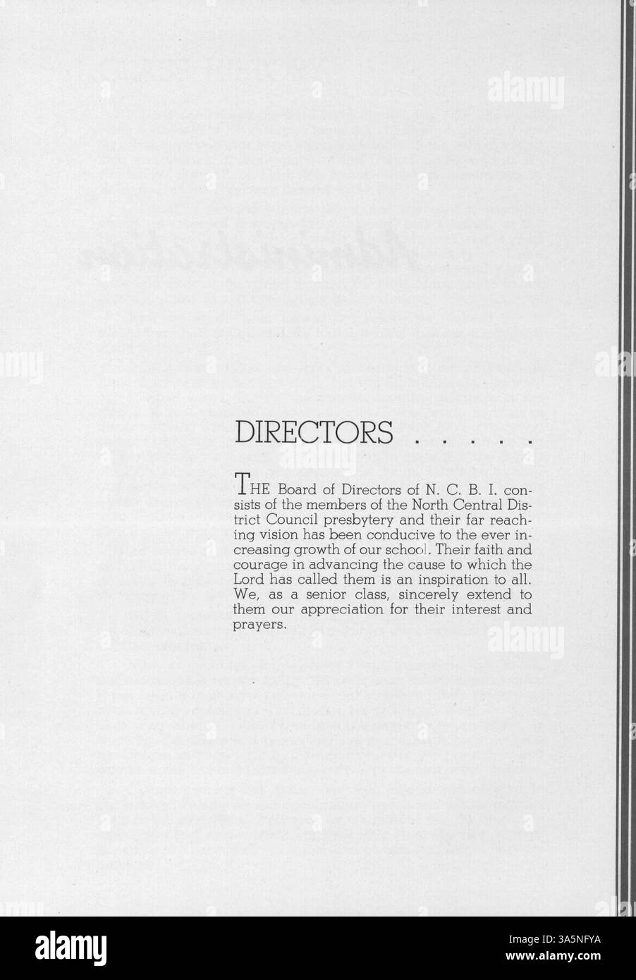 Questo annuario del 1937 mette in evidenza l'anno accademico 1936-1937 presso il North Central Bible Institute, che include attività per gli studenti, profili degli insegnanti ed eventi di educazione religiosa. Foto Stock